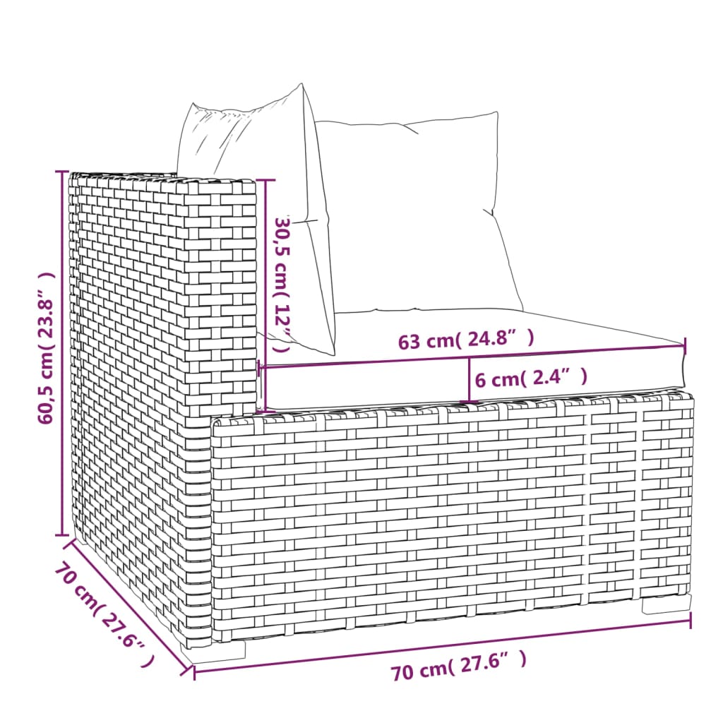 10-tlg. Garten-Lounge-Set mit Kissen Poly Rattan Grau