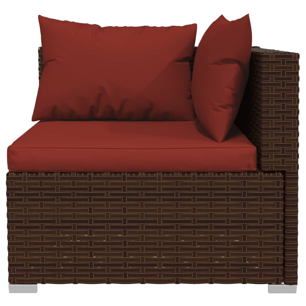 10-tlg. Garten-Lounge-Set mit Kissen Poly Rattan Braun