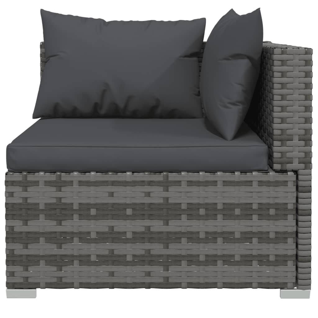 10-tlg. Garten-Lounge-Set mit Kissen Poly Rattan Grau