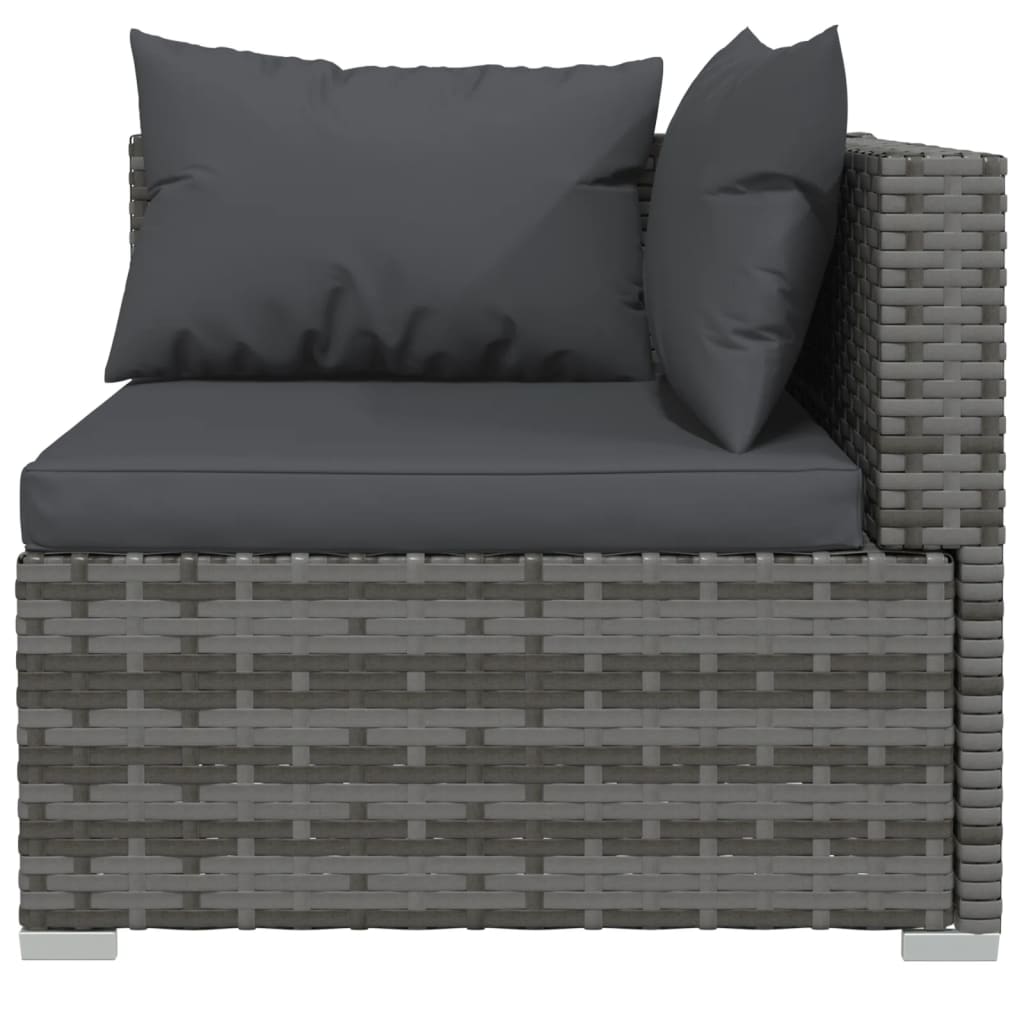 10-tlg. Garten-Lounge-Set mit Kissen Poly Rattan Grau