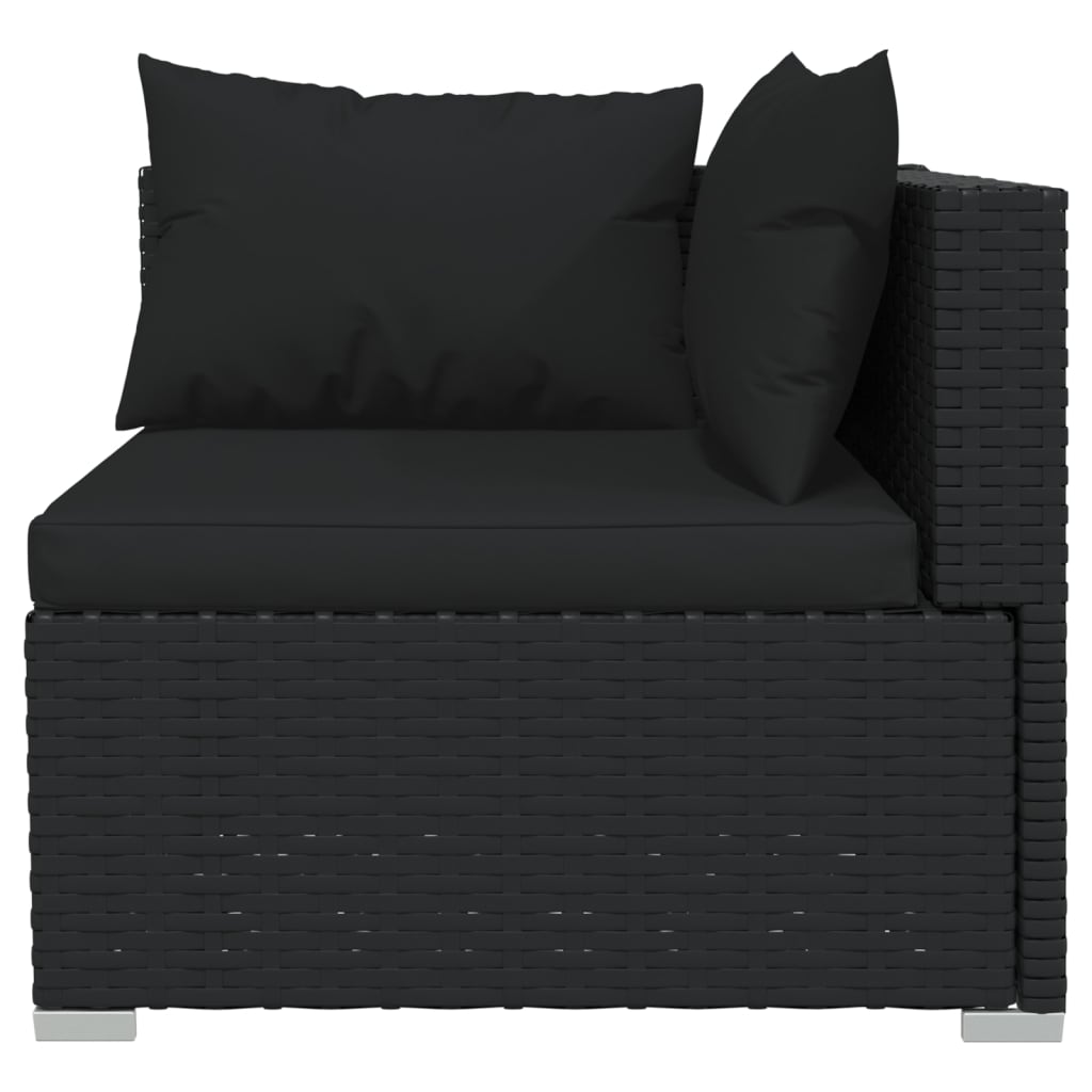 10-tlg. Garten-Lounge-Set mit Kissen Schwarz Poly Rattan