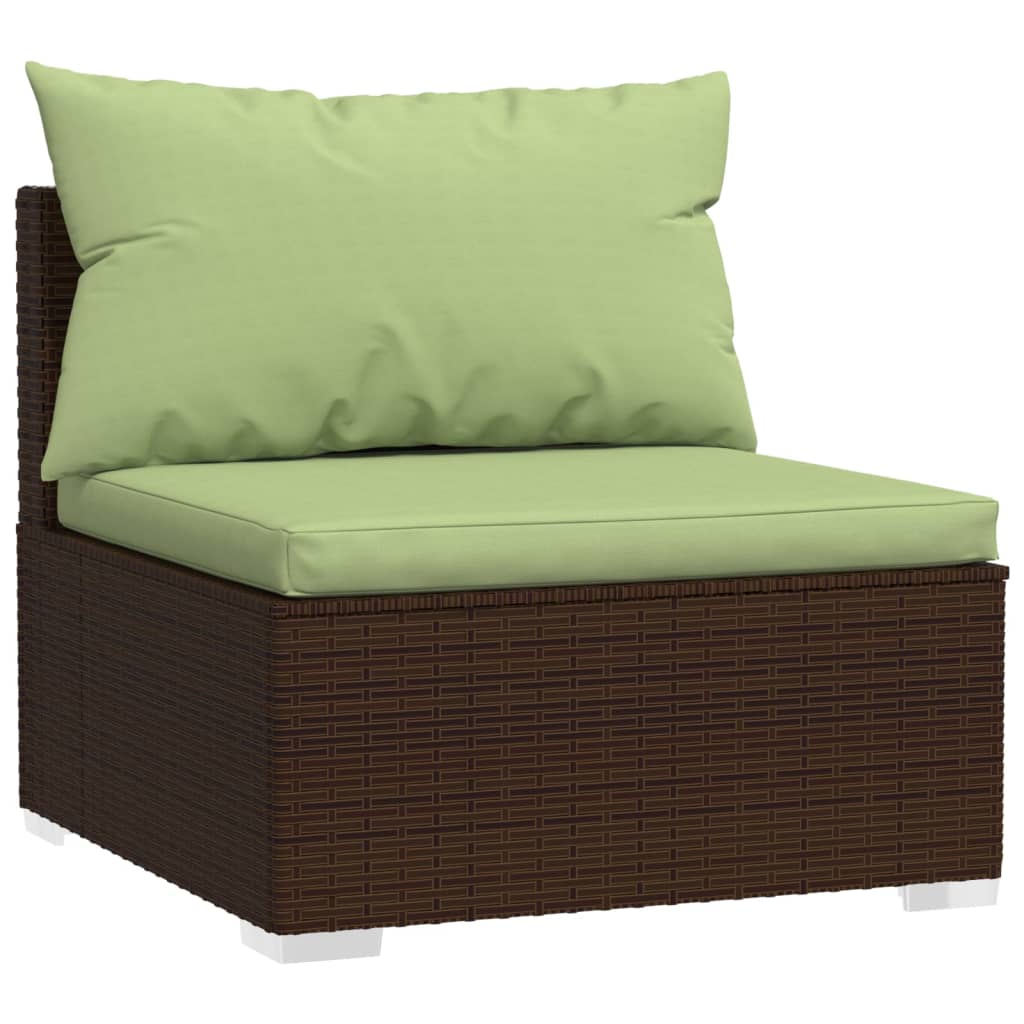 Salon de jardin 10 pièces avec coussins, en polyrotin marron