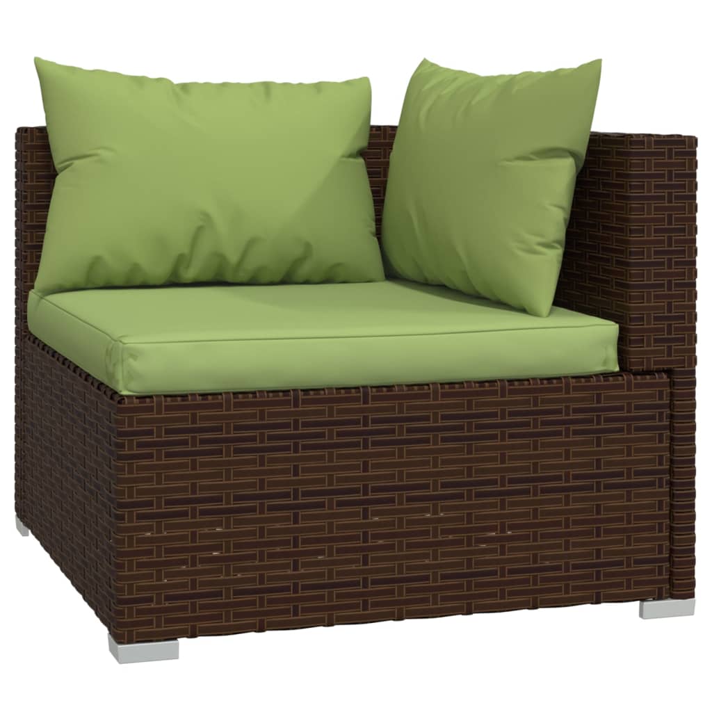 Salon de jardin 10 pièces avec coussins, en polyrotin marron