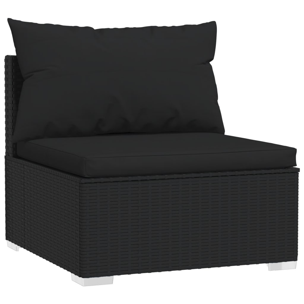 10-tlg. Garten-Lounge-Set mit Kissen Schwarz Poly Rattan