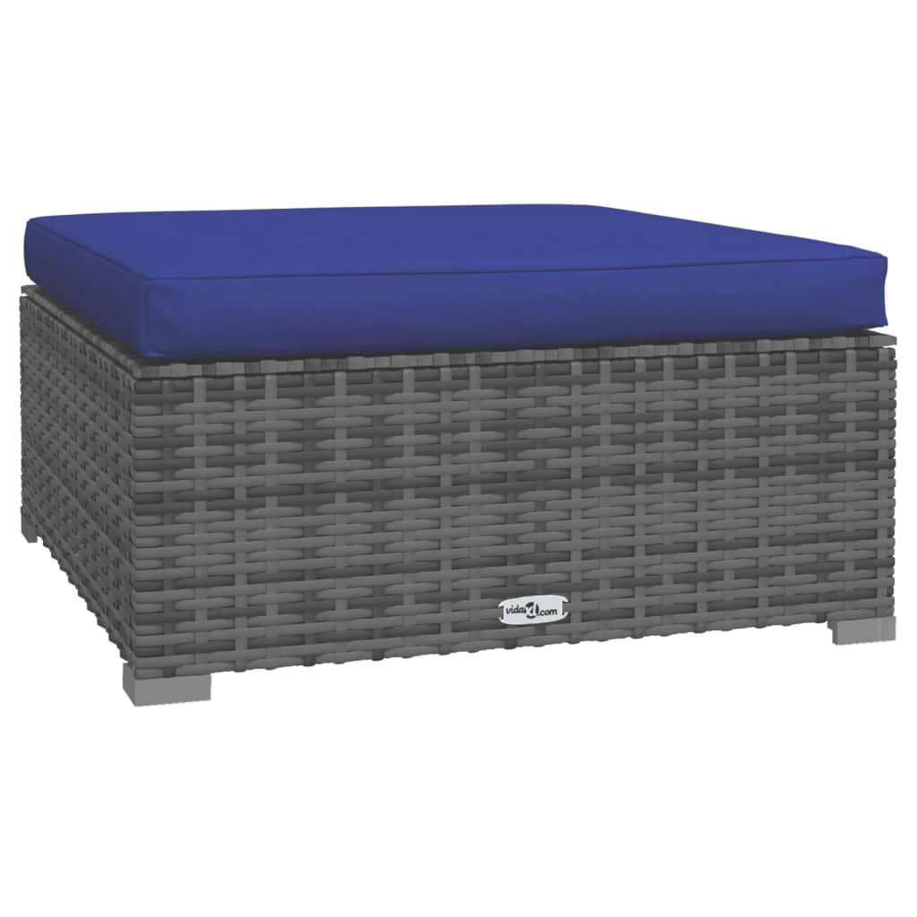 10-tlg. Garten-Lounge-Set mit Kissen Poly Rattan Grau