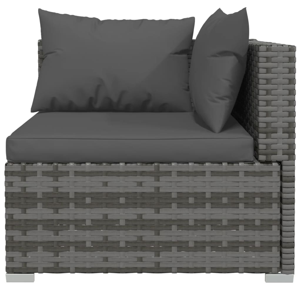 10-tlg. Garten-Lounge-Set mit Kissen Poly Rattan Grau