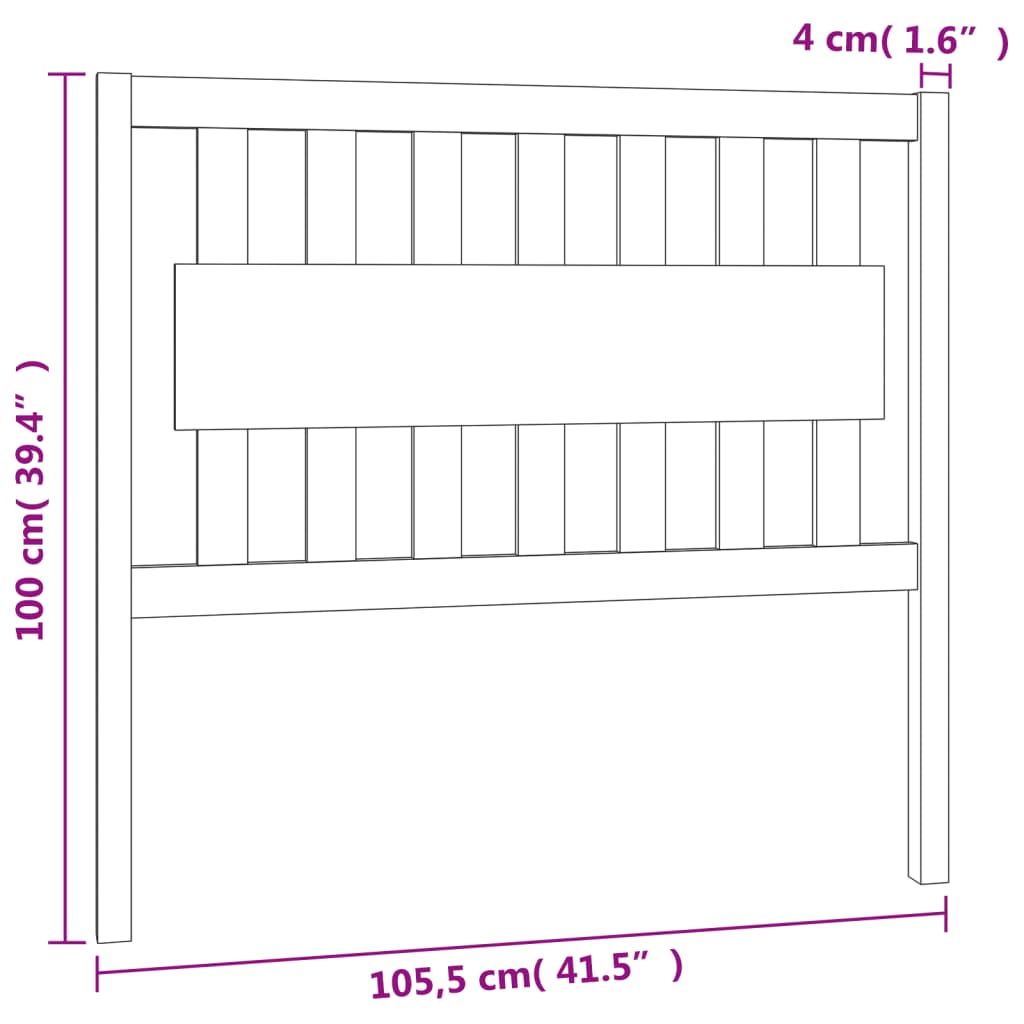 Bed headboard 105.5x4x100 cm solid pine