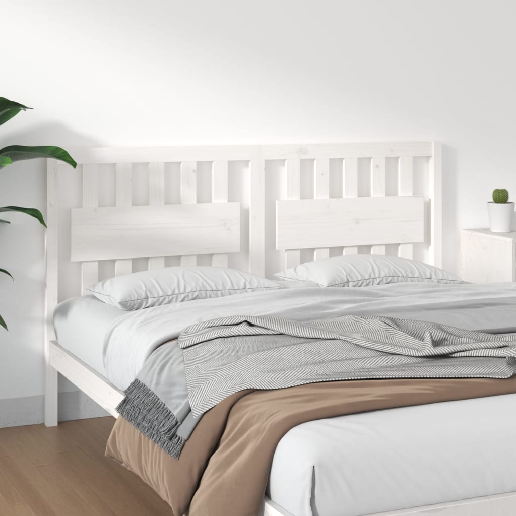 Bed Headboard White 165.5x4x100 cm Solid Pine