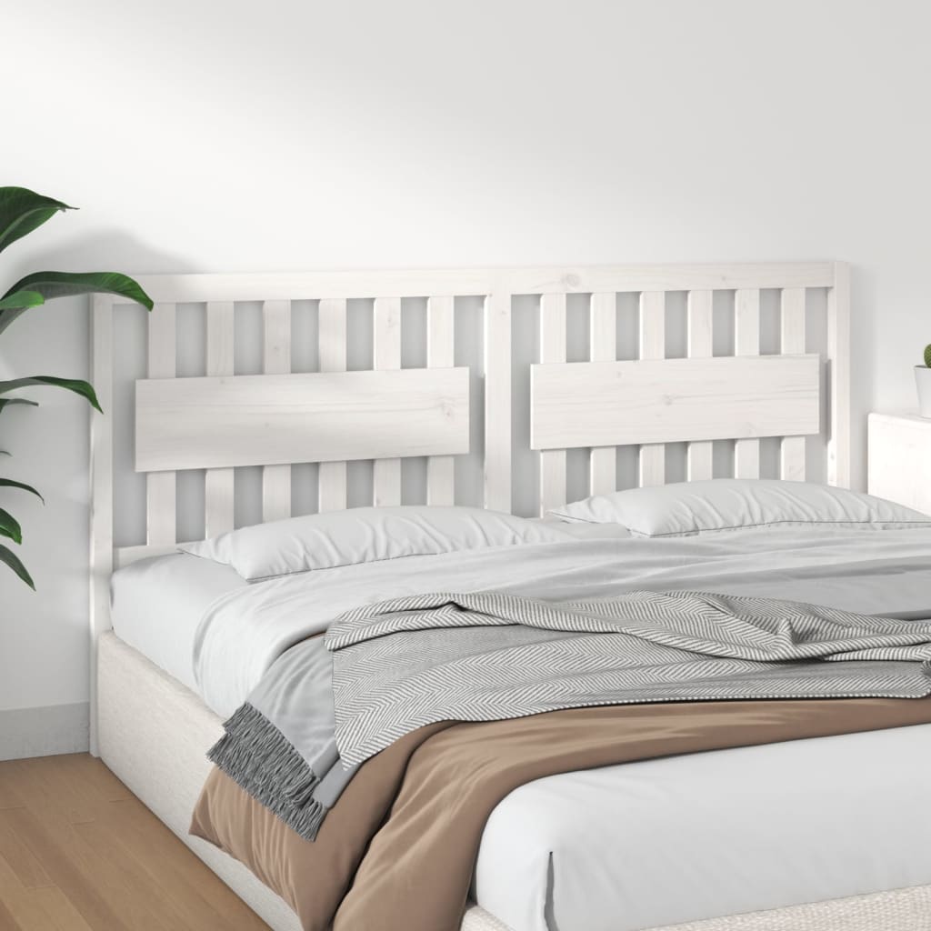 Bed Headboard White 185.5x4x100 cm Solid Pine