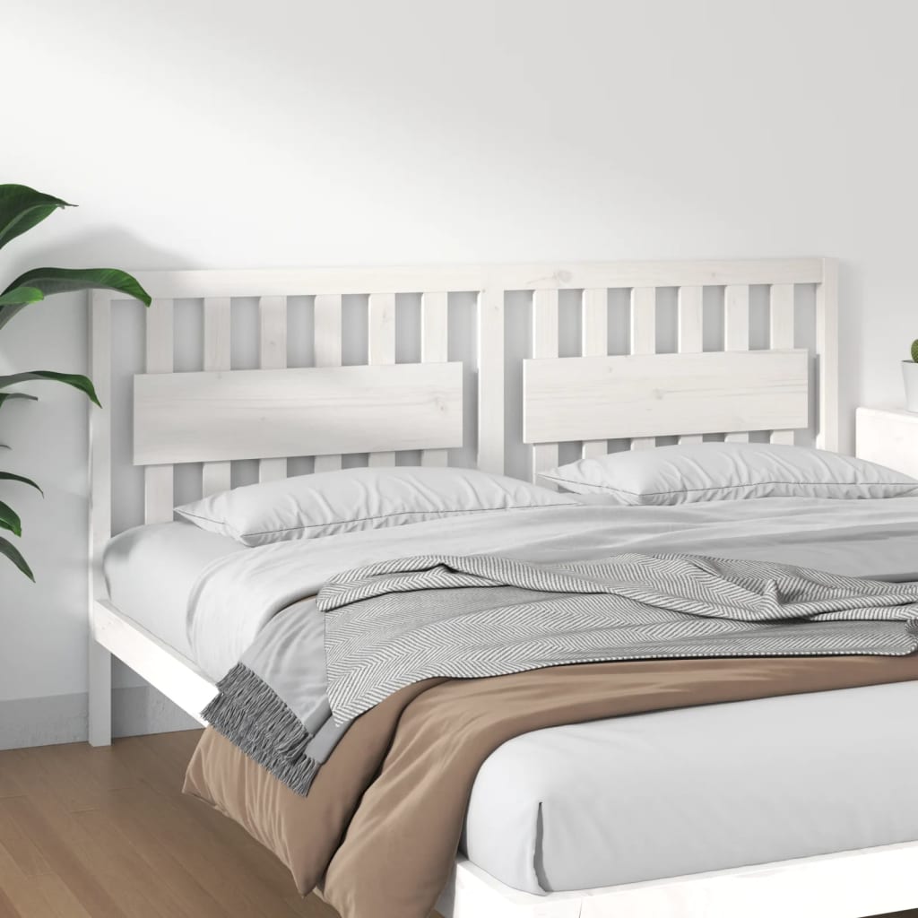 Bed Headboard White 185.5x4x100 cm Solid Pine