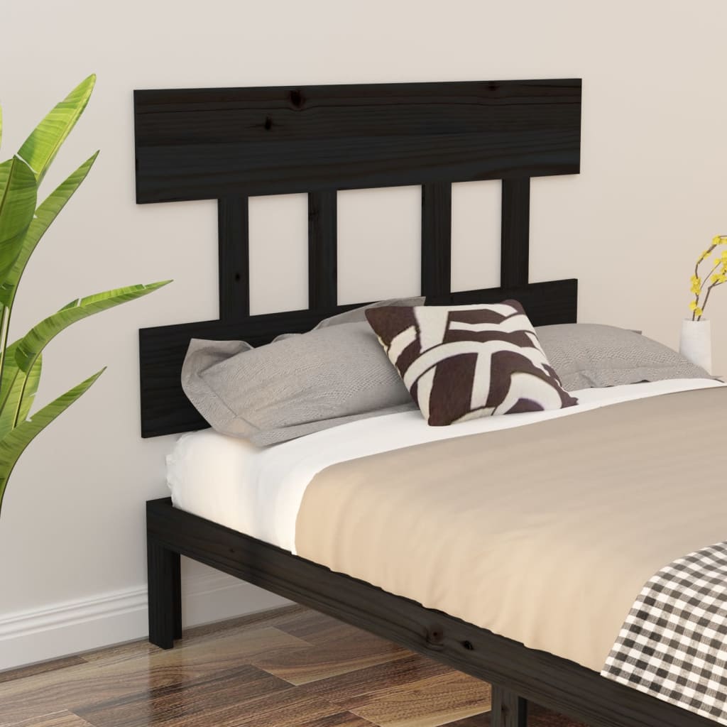 Bed Headboard Black 103.5x3x81 cm Solid Pine