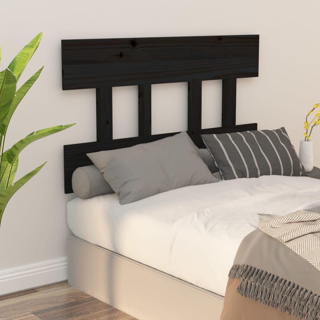 Bed Headboard Black 103.5x3x81 cm Solid Pine