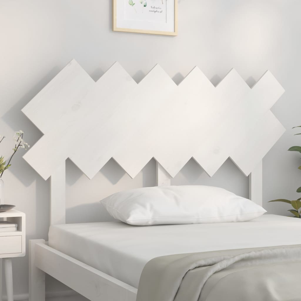 Bed Headboard White 122.5x3x80.5 cm Solid Pine
