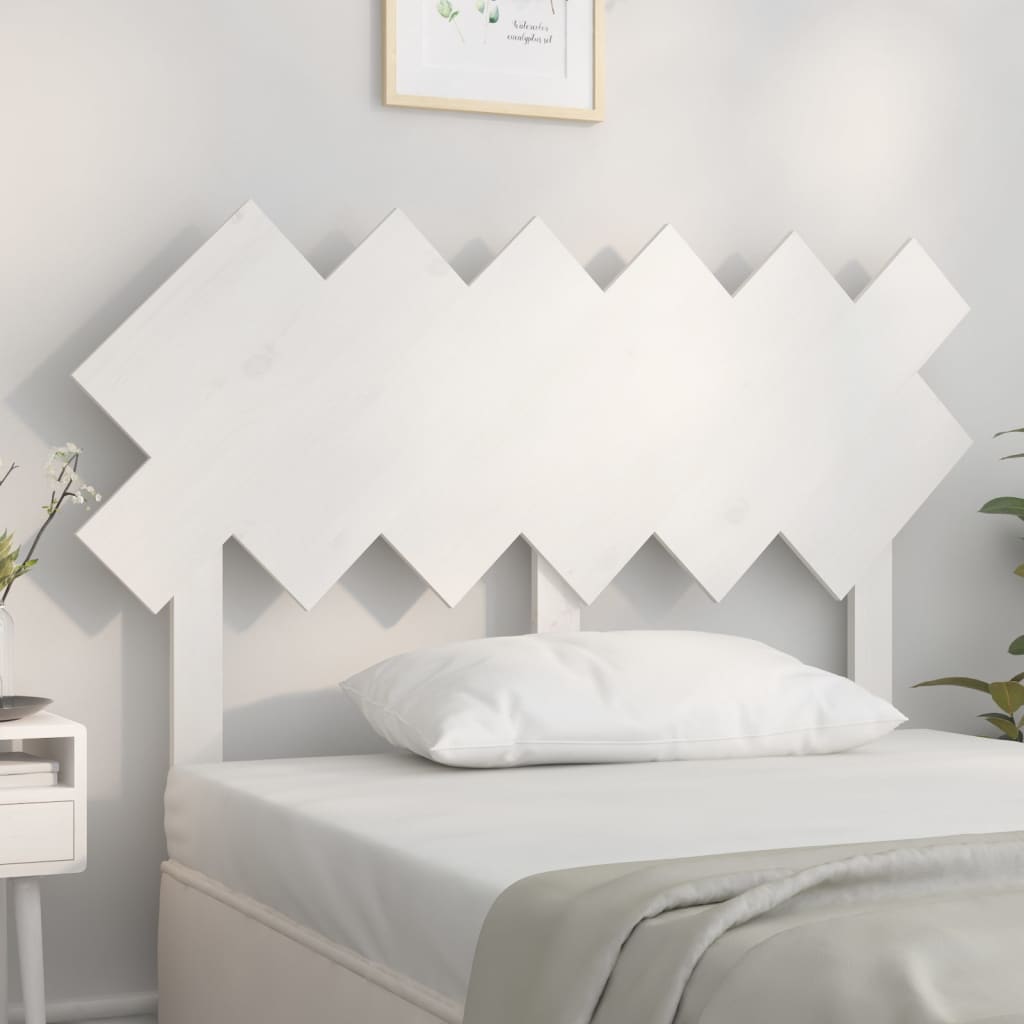 Bed Headboard White 122.5x3x80.5 cm Solid Pine