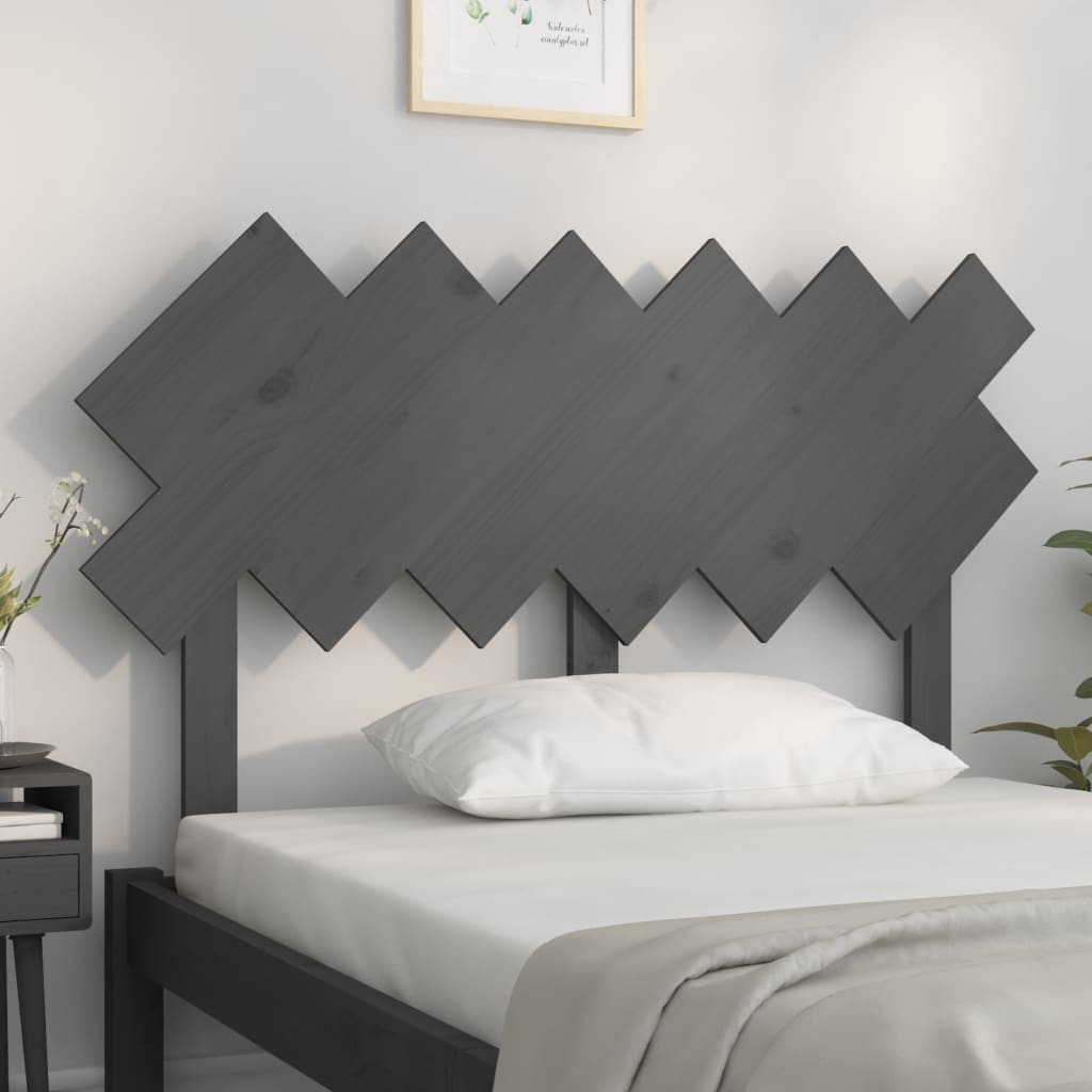 Bed Headboard Grey 122.5x3x80.5 cm Solid Pine