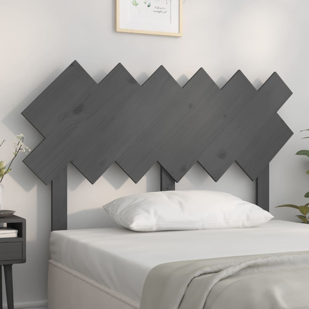 Bed Headboard Grey 122.5x3x80.5 cm Solid Pine
