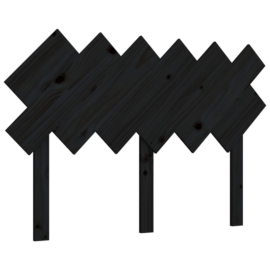 Bed Headboard Black 122.5x3x80.5 cm Solid Pine