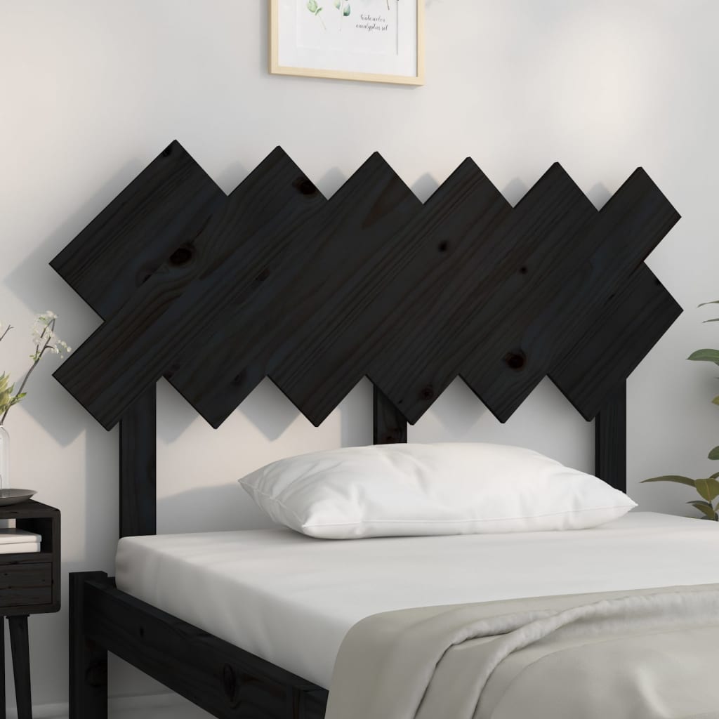 Bed Headboard Black 122.5x3x80.5 cm Solid Pine