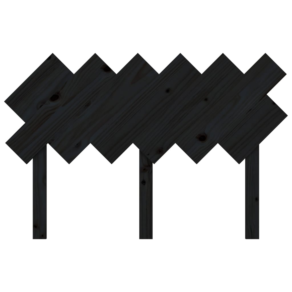 Bed Headboard Black 122.5x3x80.5 cm Solid Pine
