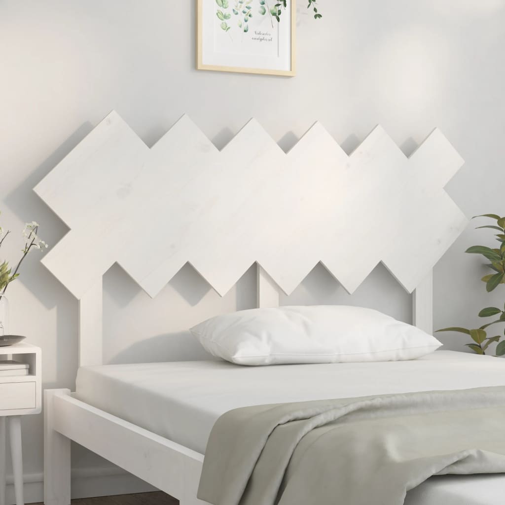 Bed Headboard White 132x3x81 cm Solid Pine