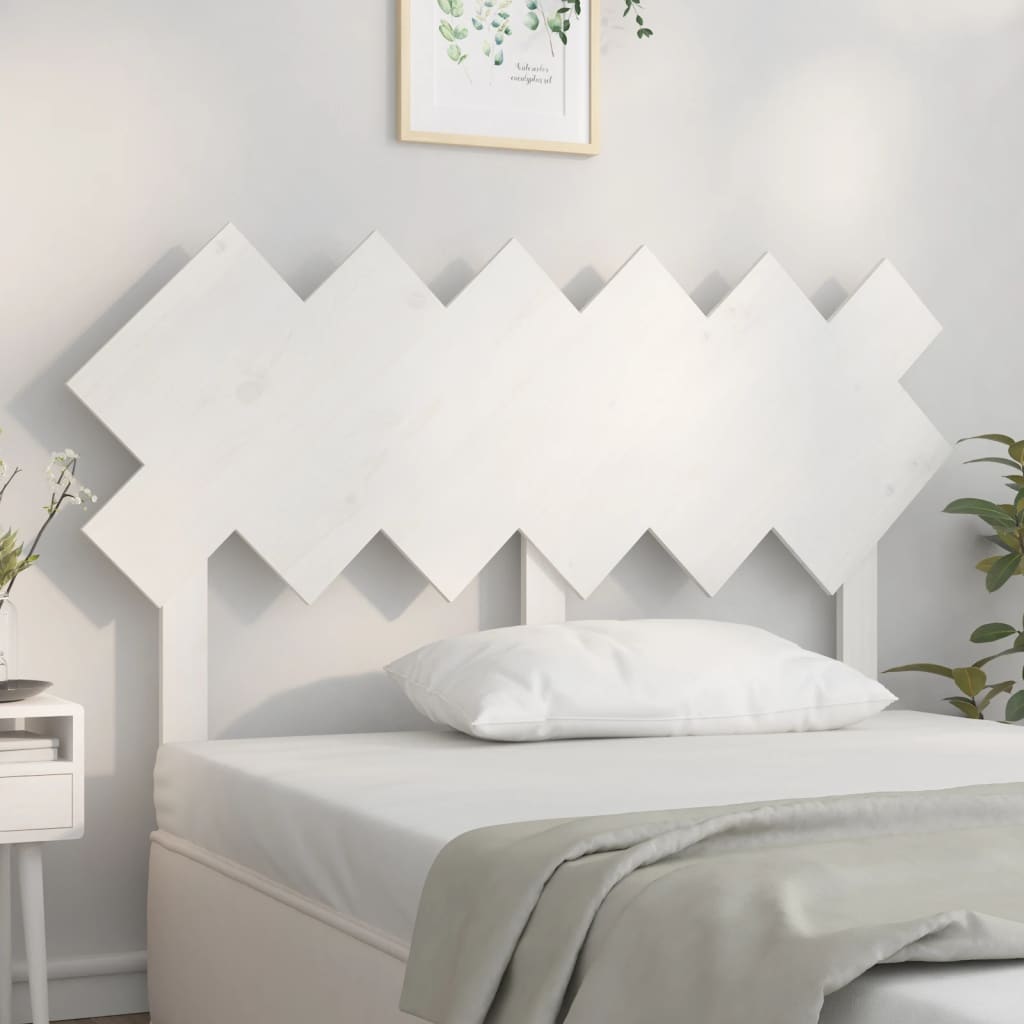 Bed Headboard White 132x3x81 cm Solid Pine
