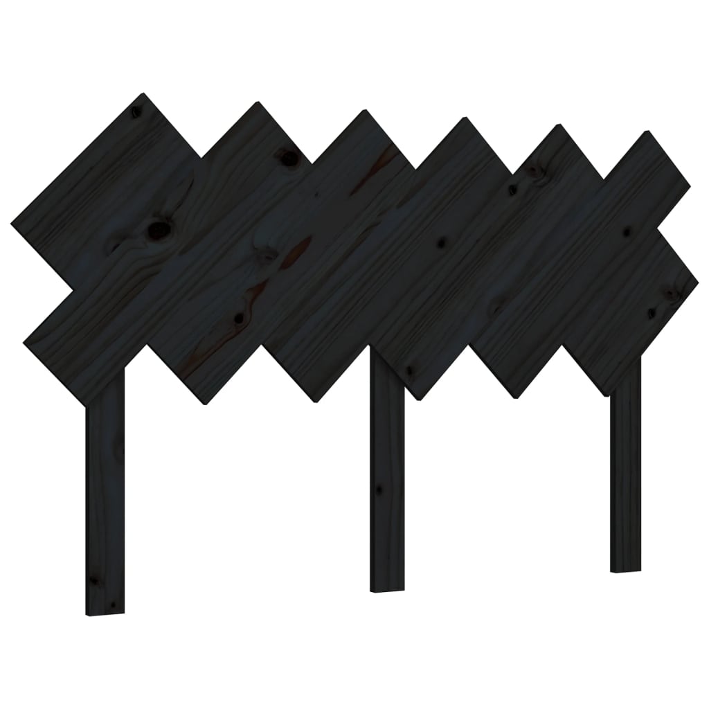 Bed Headboard Black 132x3x81 cm Solid Pine