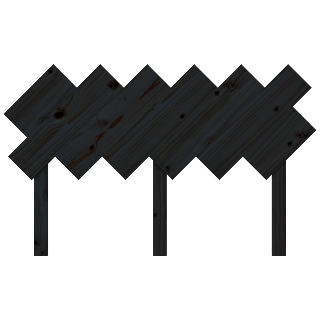 Bed Headboard Black 132x3x81 cm Solid Pine