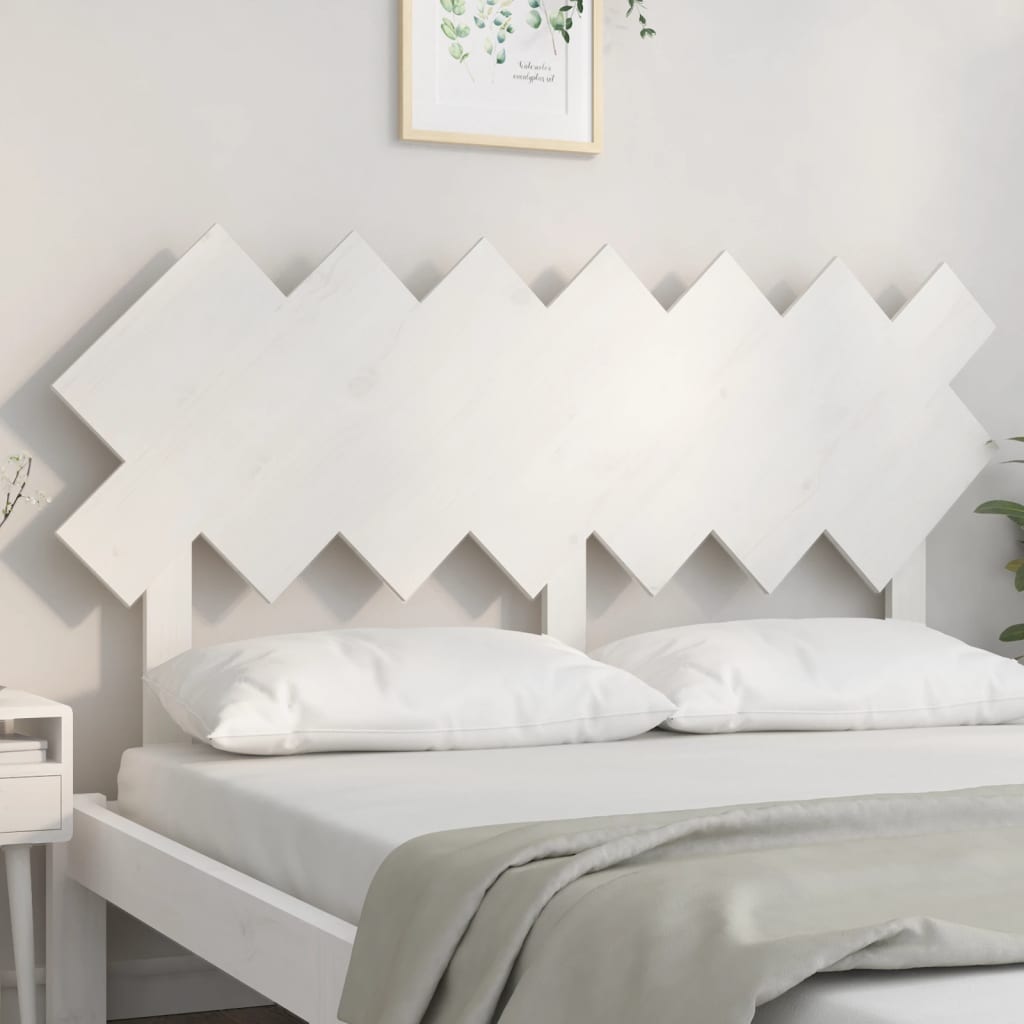 Bed Headboard White 141x3x80.5 cm Solid Pine