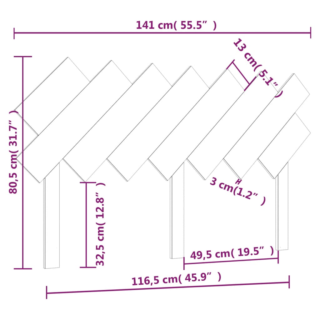 Bed Headboard White 141x3x80.5 cm Solid Pine