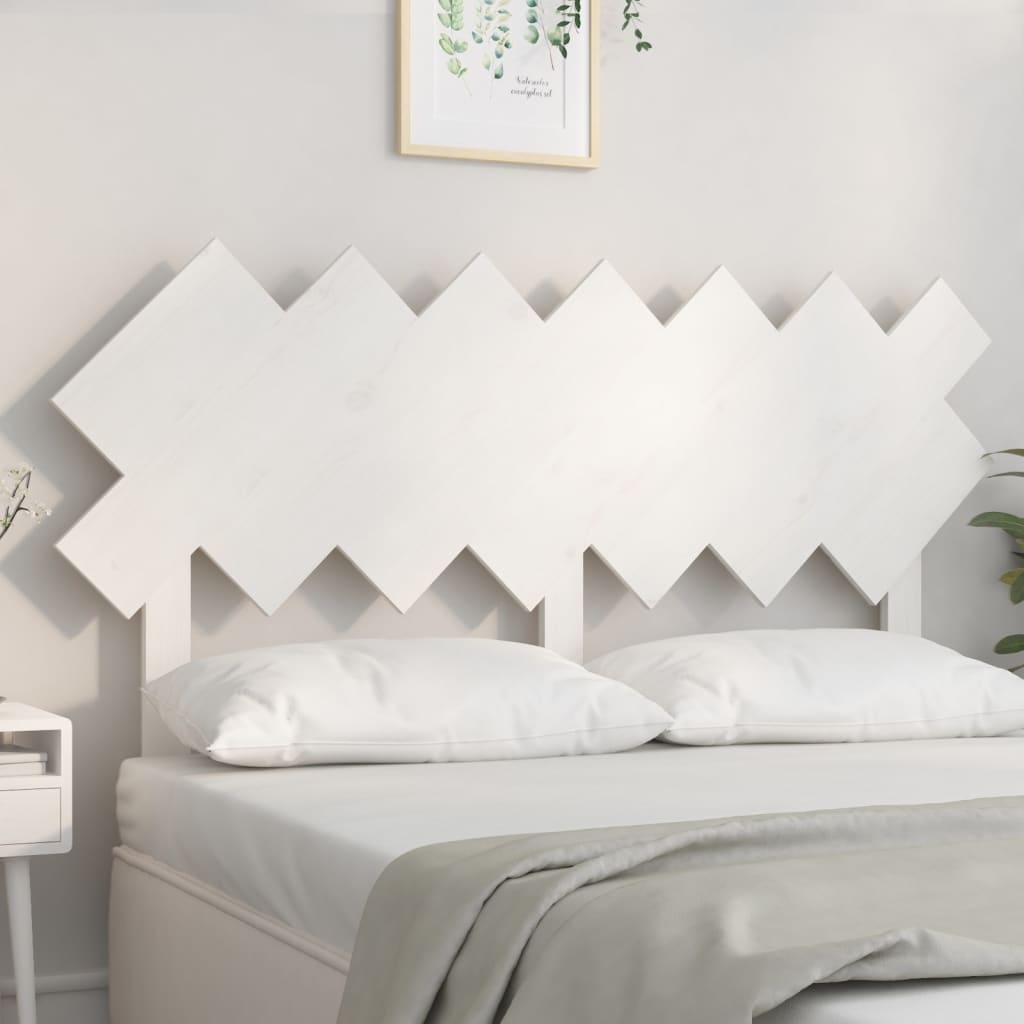 Bed Headboard White 141x3x80.5 cm Solid Pine