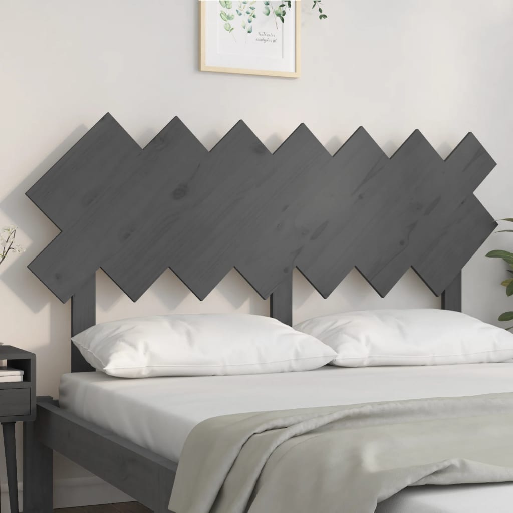 Bed Headboard Grey 141x3x80.5 cm Solid Pine
