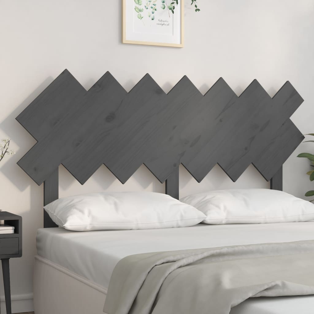 Bed Headboard Grey 141x3x80.5 cm Solid Pine