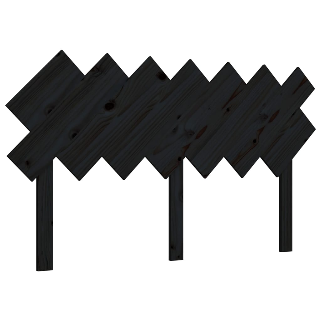 Bed Headboard Black 141x3x80.5 cm Solid Pine