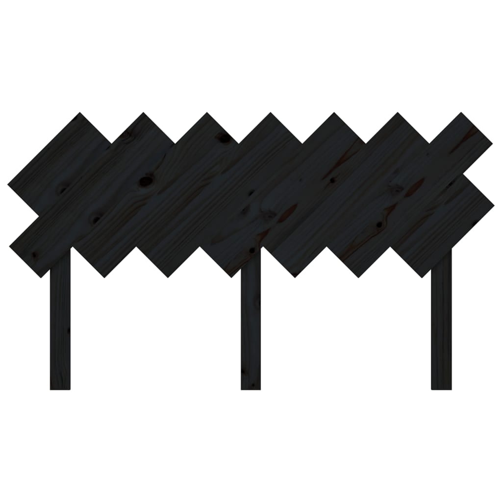 Bed Headboard Black 141x3x80.5 cm Solid Pine