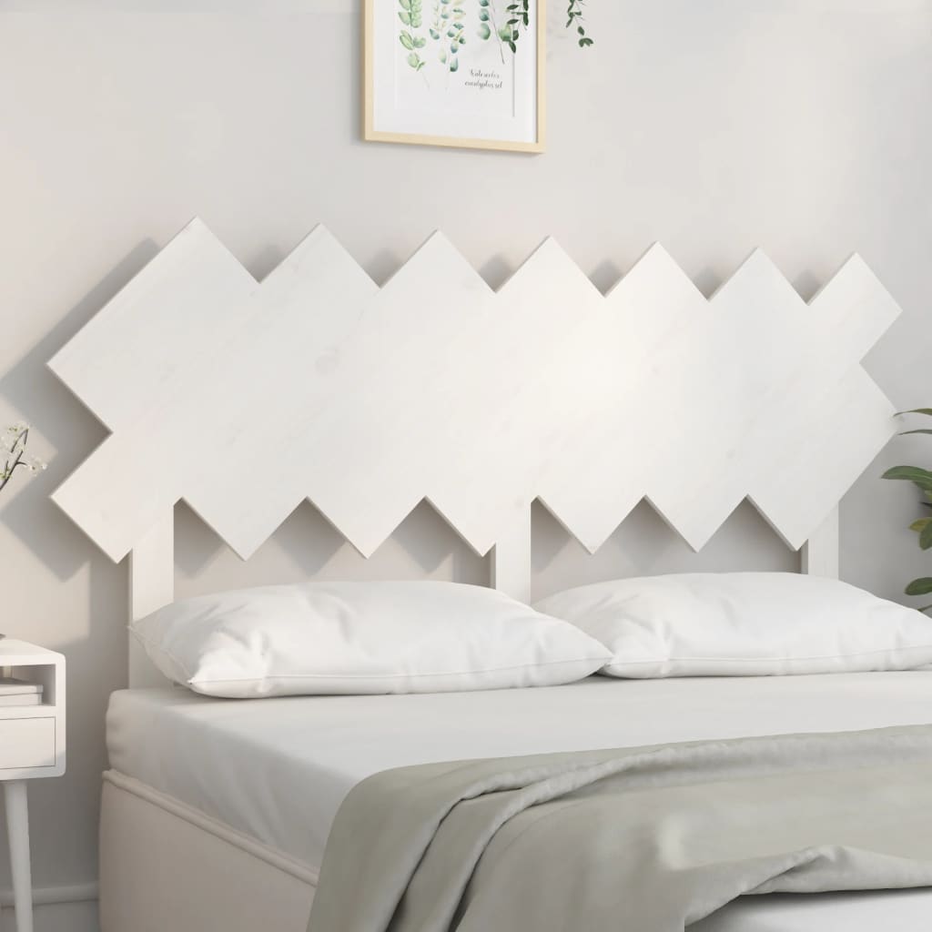 Bed Headboard White 151.5x3x81 cm Solid Pine