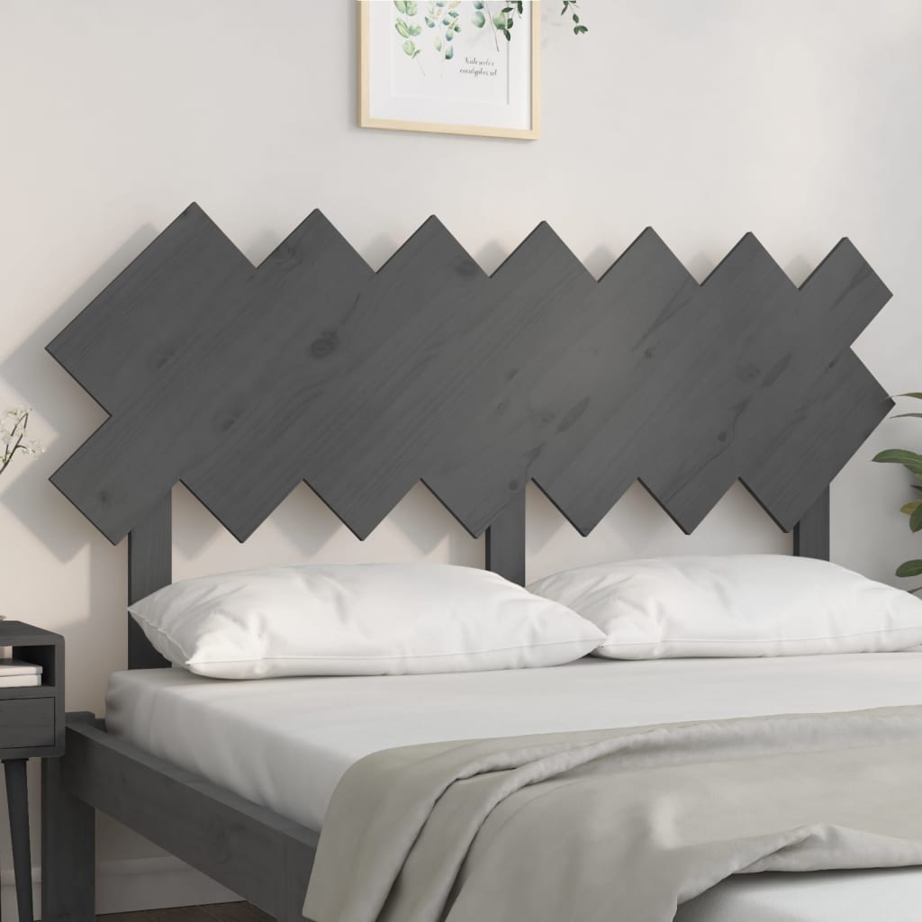 Bed Headboard Grey 151.5x3x81 cm Solid Pine