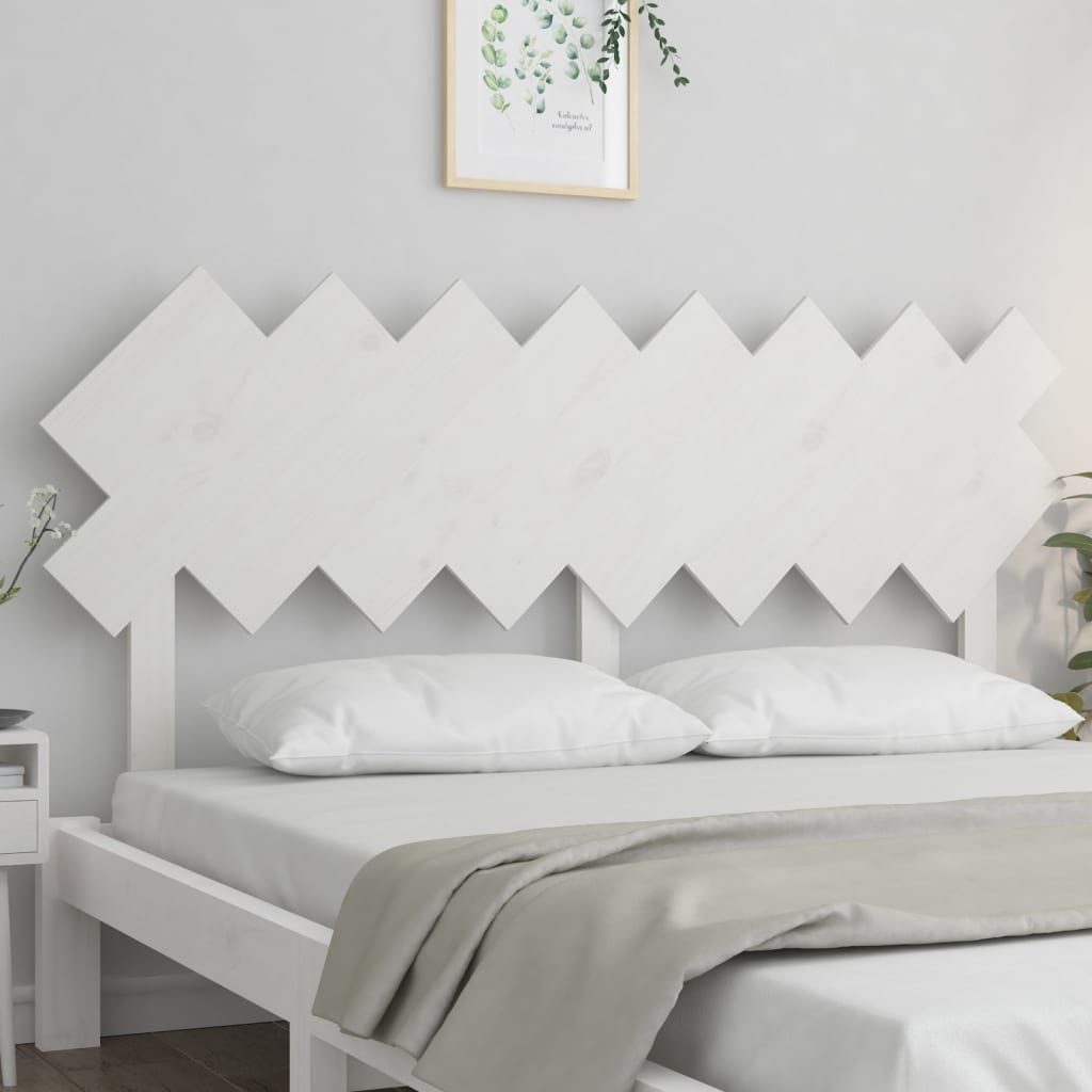 Bed Headboard White 159.5x3x80.5 cm Solid Pine
