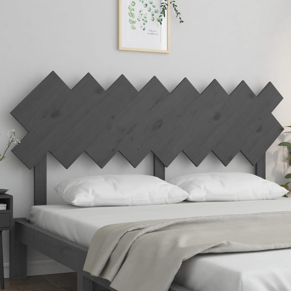 Bed Headboard Grey 159.5x3x80.5 cm Solid Pine