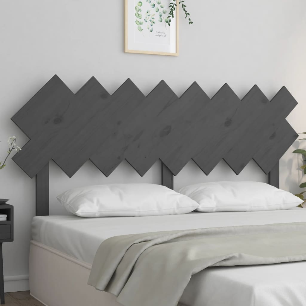 Bed Headboard Grey 159.5x3x80.5 cm Solid Pine