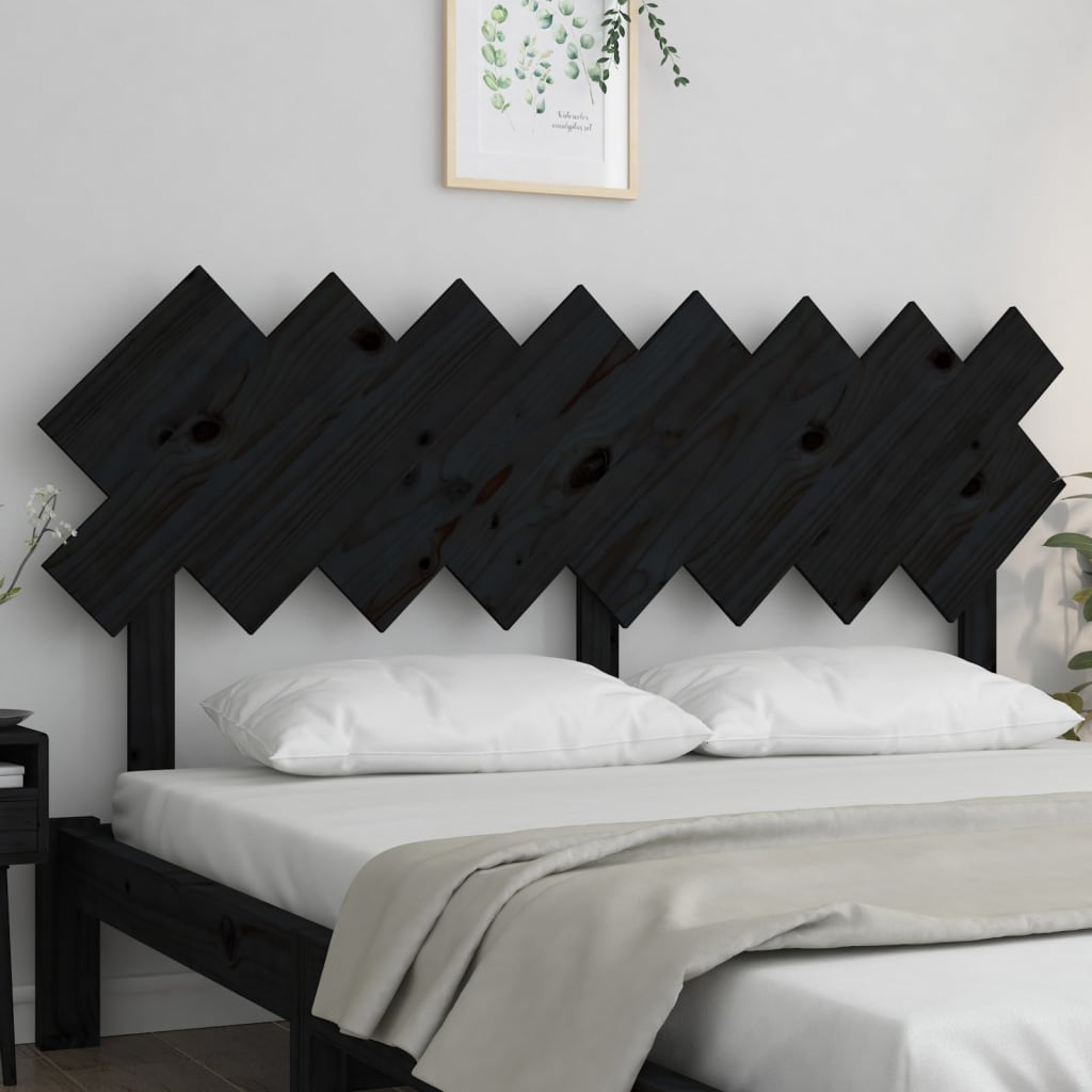 Bed Headboard Black 159.5x3x80.5 cm Solid Pine