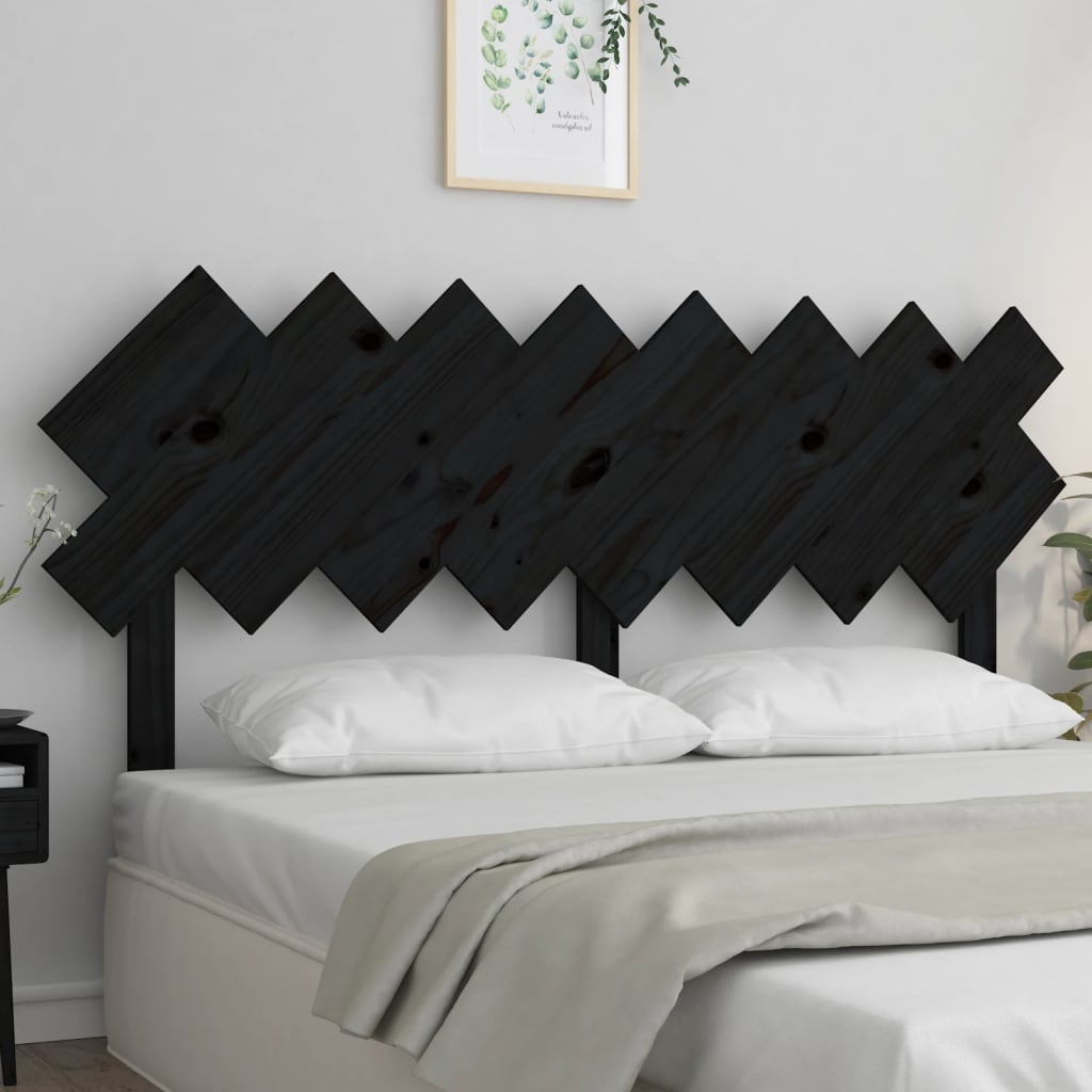 Bed Headboard Black 159.5x3x80.5 cm Solid Pine