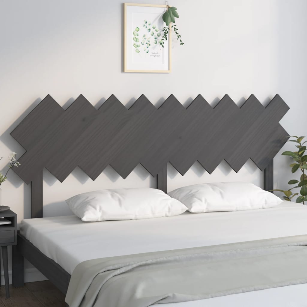 Bed Headboard Grey 178x3x80.5 cm Solid Pine