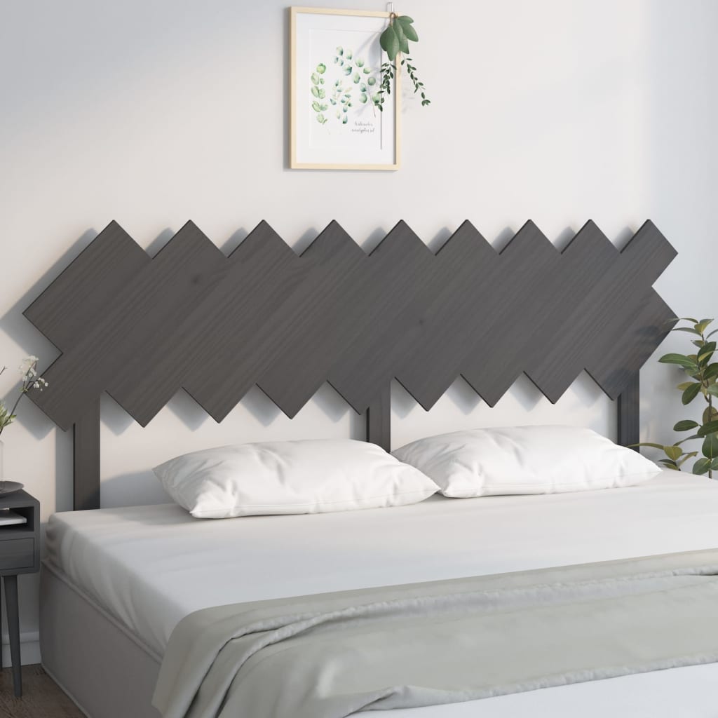 Bed Headboard Grey 178x3x80.5 cm Solid Pine
