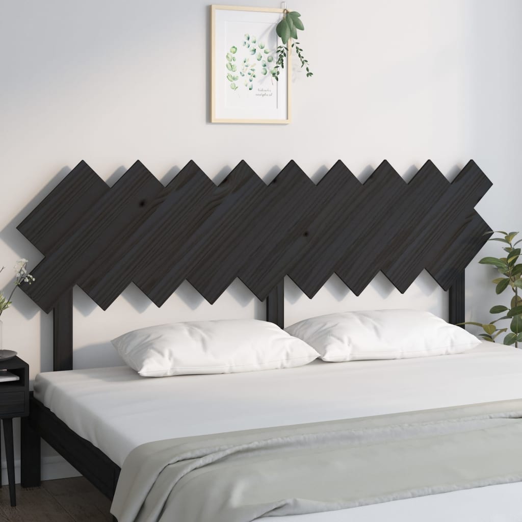 Bed Headboard Black 178x3x80.5 cm Solid Pine