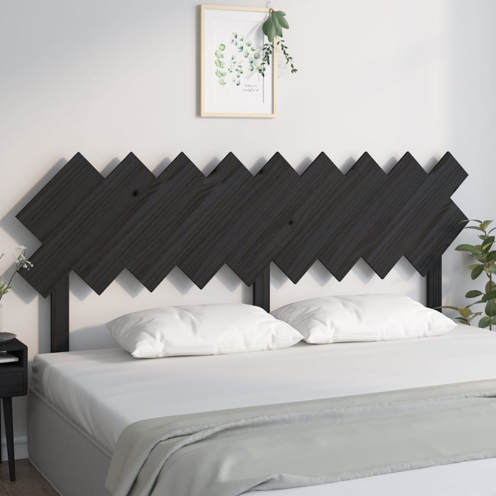 Bed Headboard Black 178x3x80.5 cm Solid Pine