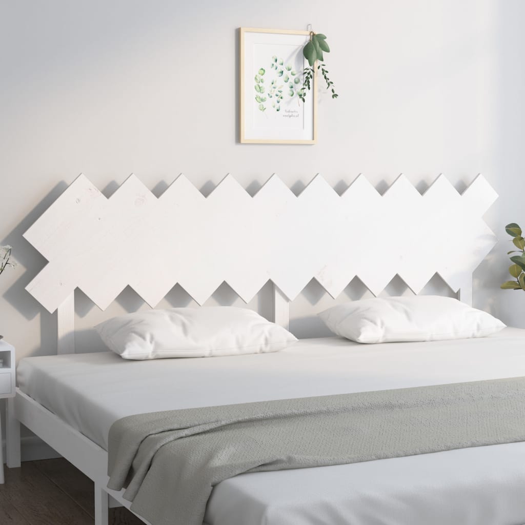 Bed Headboard White 196x3x80.5 cm Solid Pine