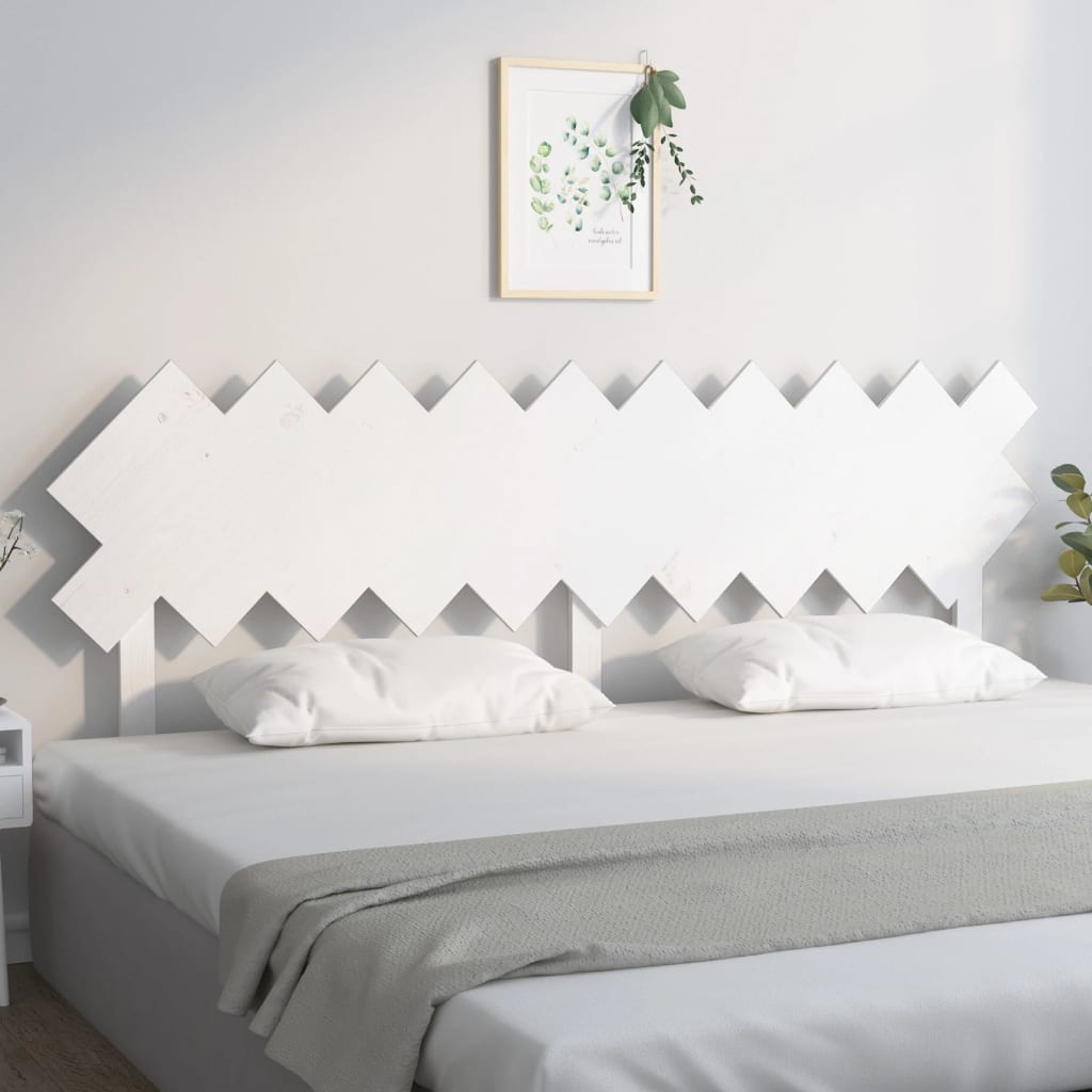 Bed Headboard White 196x3x80.5 cm Solid Pine