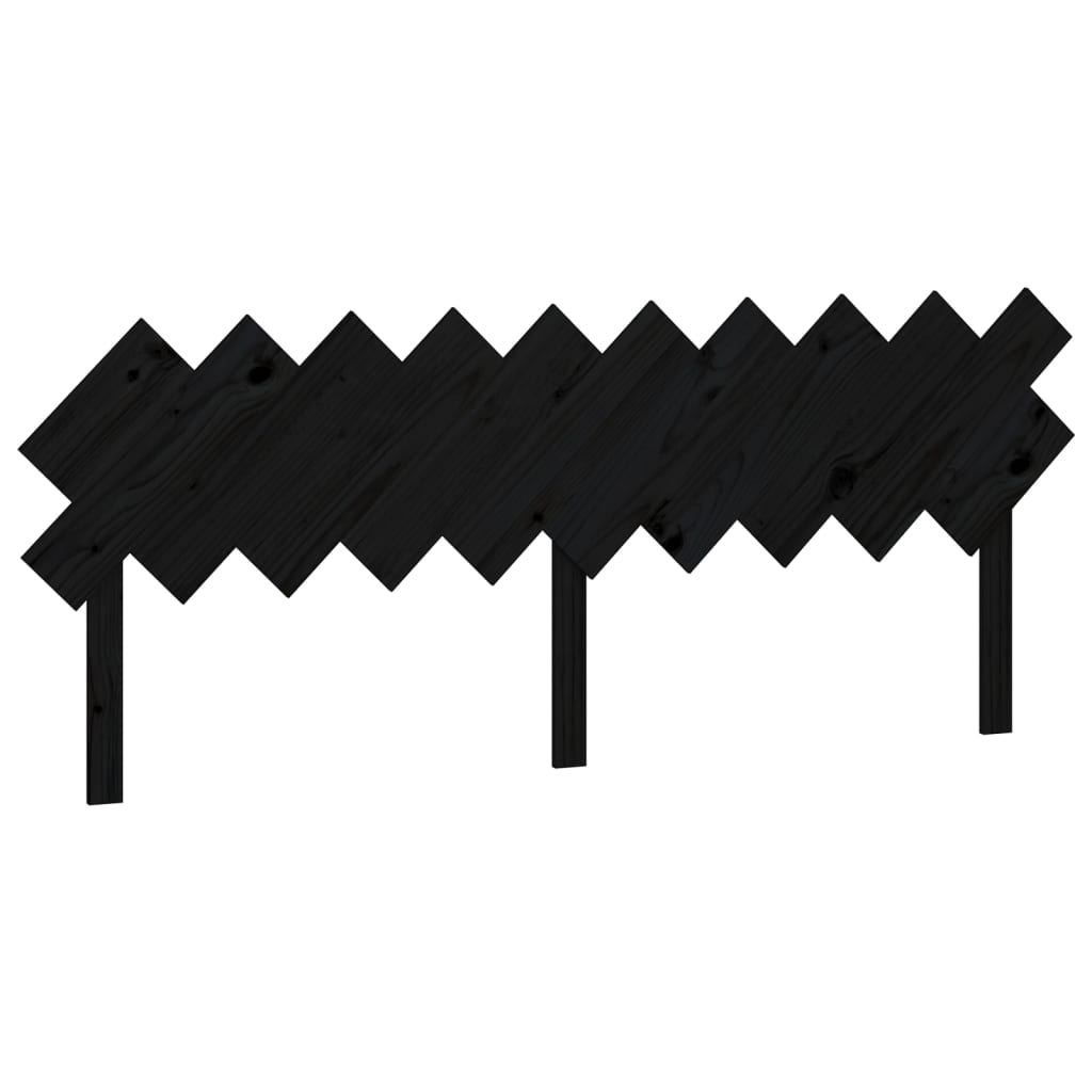 Bed Headboard Black 196x3x80.5 cm Solid Pine