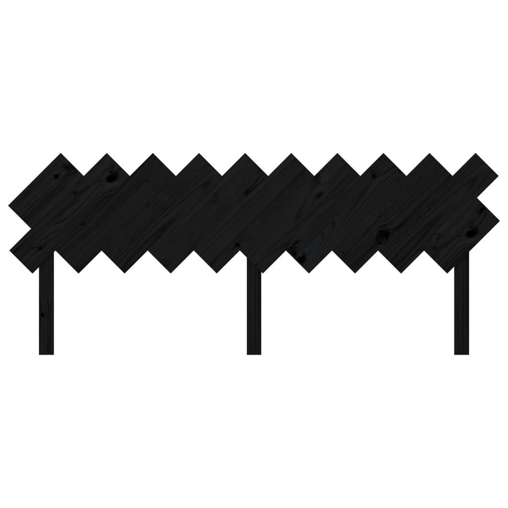 Bed Headboard Black 196x3x80.5 cm Solid Pine