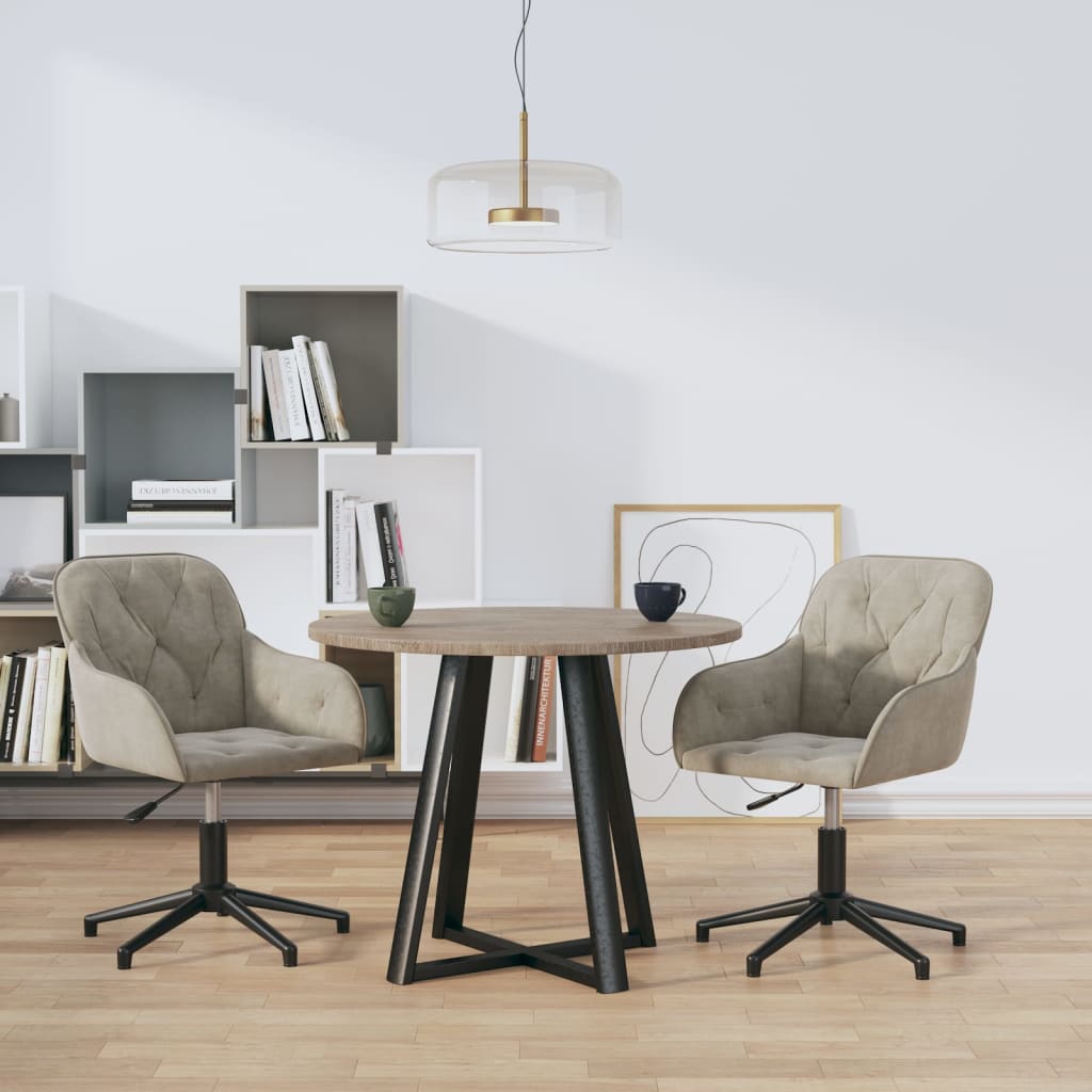 Dining Chairs 2 pcs. Swivel Light Grey Velvet